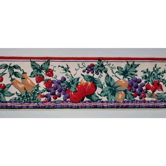 York Pre-pasted Decorative Border - 5yds - Fruits Vegetables - Leaves - Picture 1 of 6